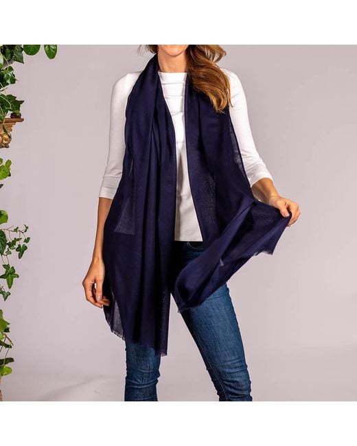 Black Accessories Blue Classic Midnight Cashmere And Silk Wrap