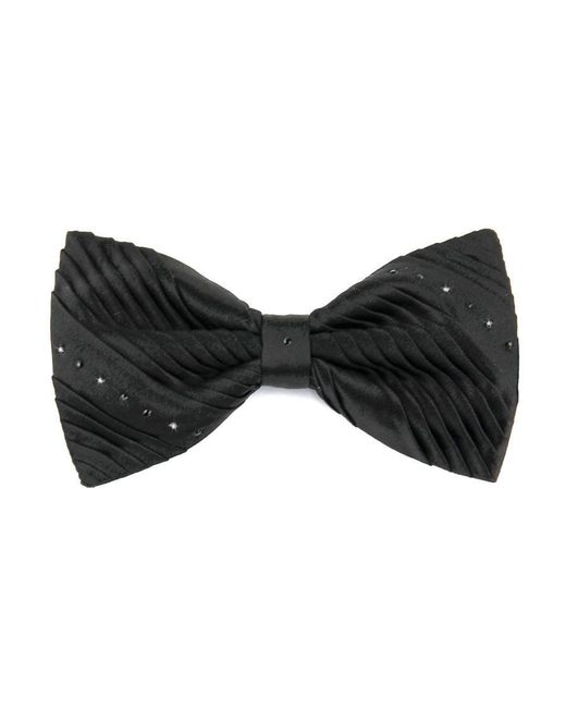 Black Multicolor Silk Pleated Bow Tie With Swarovski Crystals for men