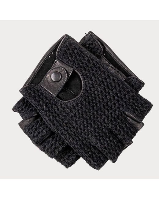 Black Black Men's Fingerless Crochet Driving Gloves for men
