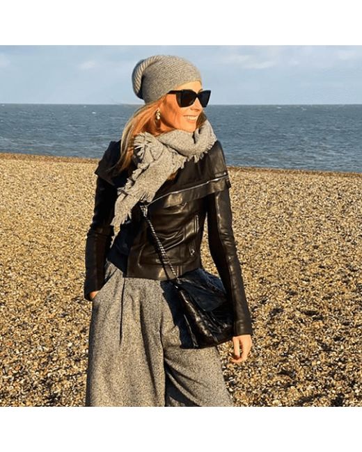Black Accessories Gray Light Cashmere Slouch Beanie Hat