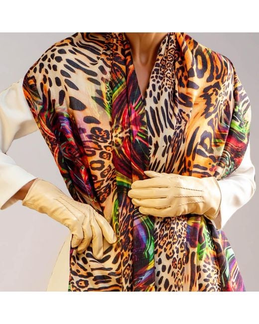 Black Accessories Natural Cream Silk Lined Italian Leather Gloves