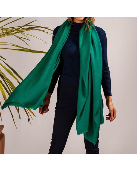 Black Accessories Green Emerald Handwoven Cashmere Shawl