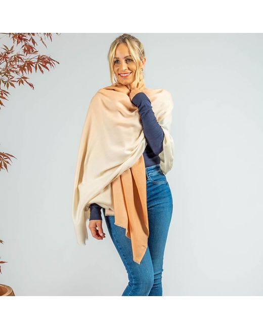 Black Accessories Orange Caramel To Cream Pashmina Cashmere Ring Shawl