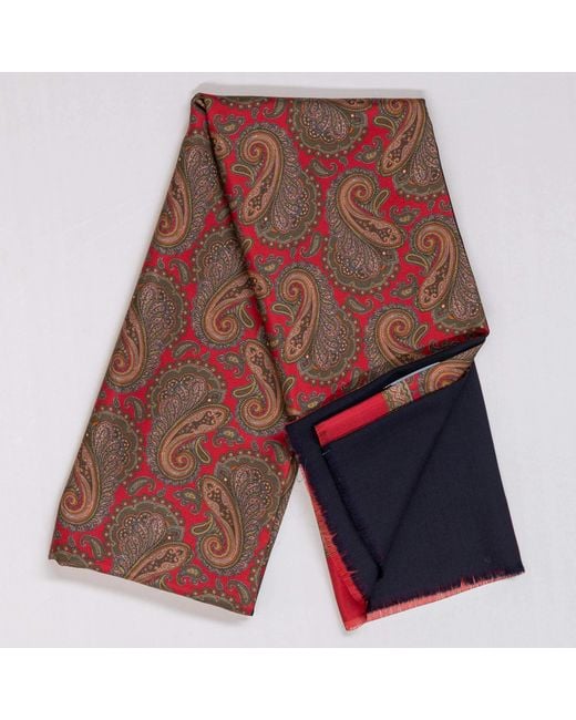 Black Red Devera Italian Silk Twill Scarf for men