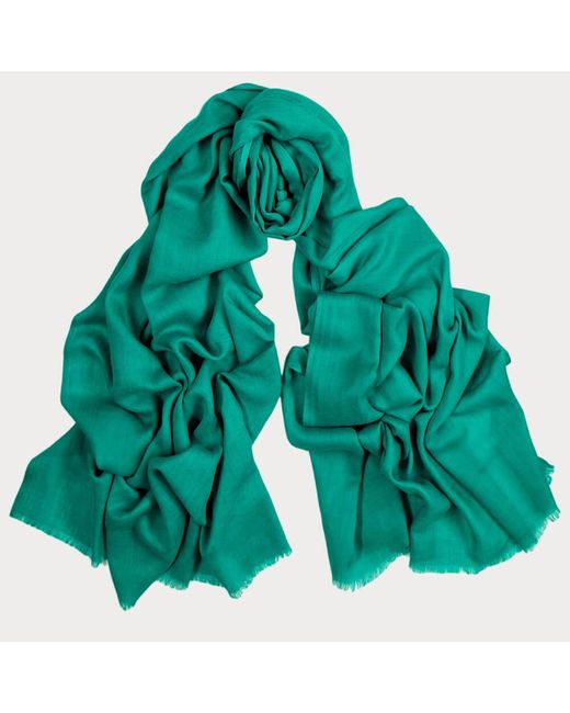Black Caribbean Green Cashmere And Silk Wrap