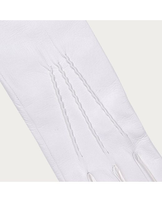 Black Accessories White Long Silk Lined Leather Gloves