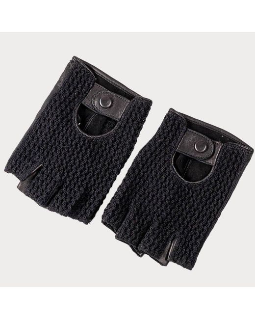 Black Black Men's Fingerless Crochet Driving Gloves for men