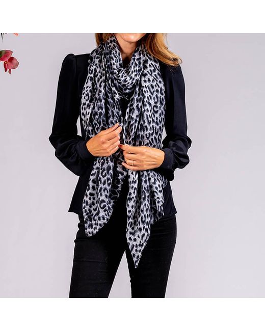 Black Accessories Multicolor Leopard Print Cashmere And Silk Scarf