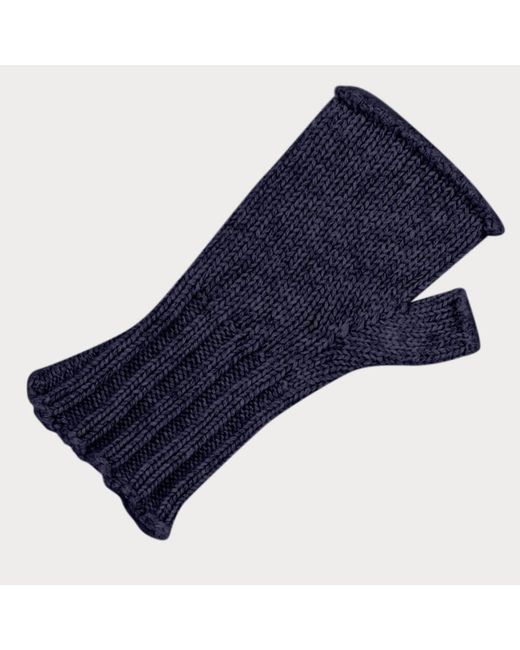 Black Blue Navy Cable Knit Cashmere Mittens