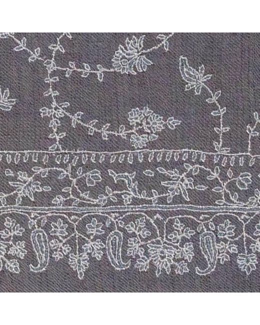 Black Gray Reserved: Hand Embroidered Pashmina Cashmere Shawl - Soft Grey & White