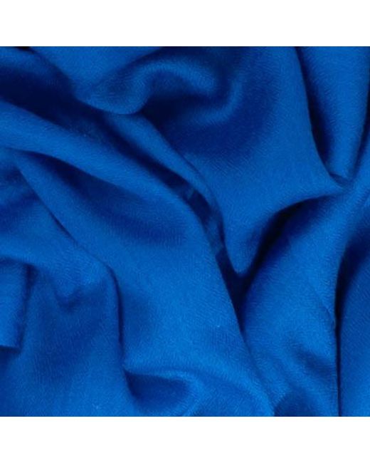 Black Classic Royal Blue Silk And Wool Scarf for men