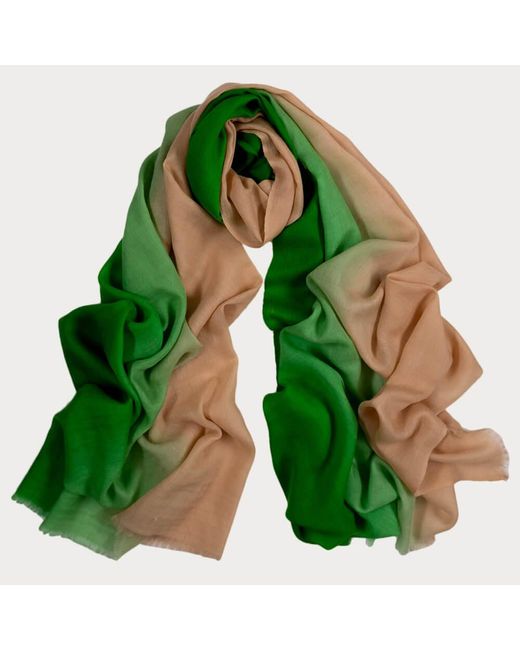 Black Green Oasis Shaded Cashmere And Silk Wrap