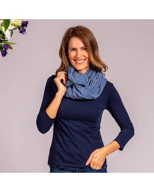 Black Cornflower Blue Double Size Knitted Cashmere Snood