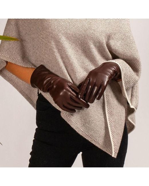 Black Accessories Brown Ladies Chocolate Cashmere Lined Leather Gloves