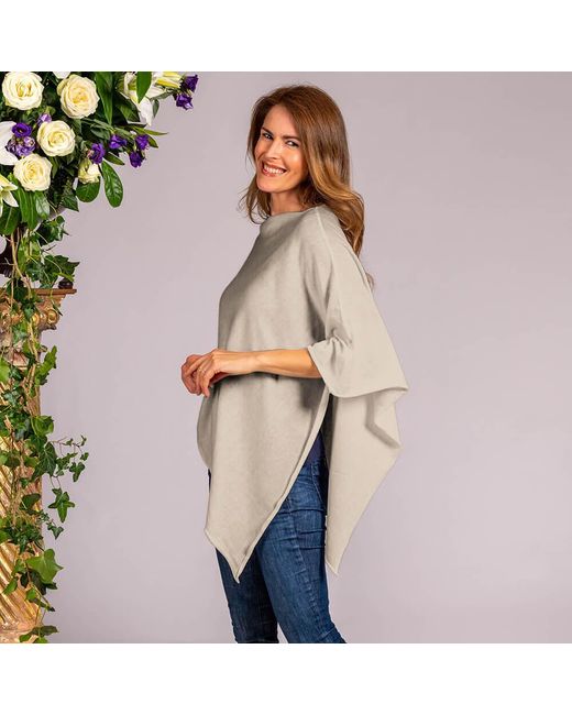 Black Natural Honey Beige Cotton And Cashmere Poncho