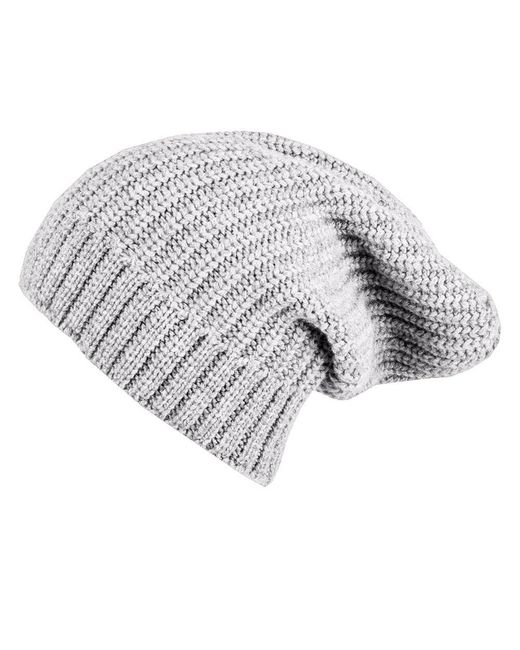 Black White Ribbed Cloud Grey Cashmere Slouch Beanie Hat