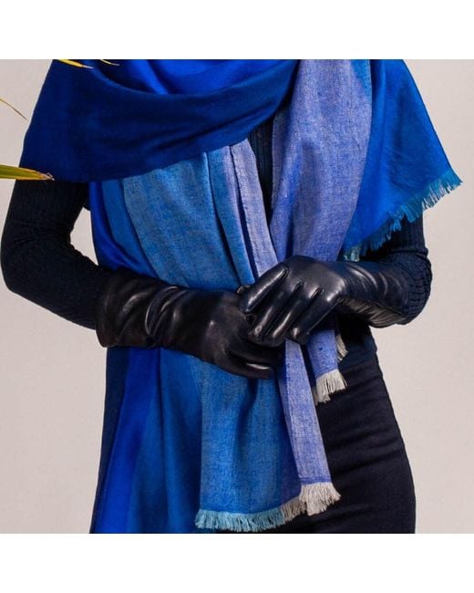 Black Accessories Blue Midnight Leather Gloves With Cashmere Lining