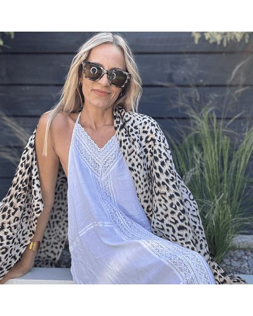 Black Accessories Multicolor Dappled Leopard Print Cashmere And Silk Scarf