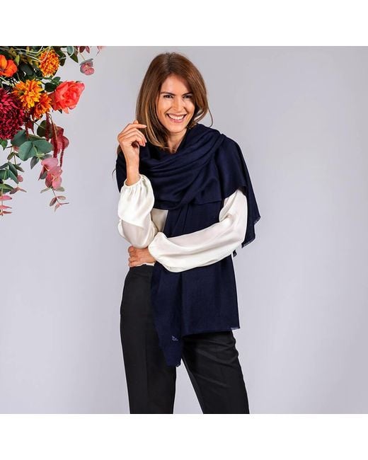 Black Accessories Blue Cashmere Shawl