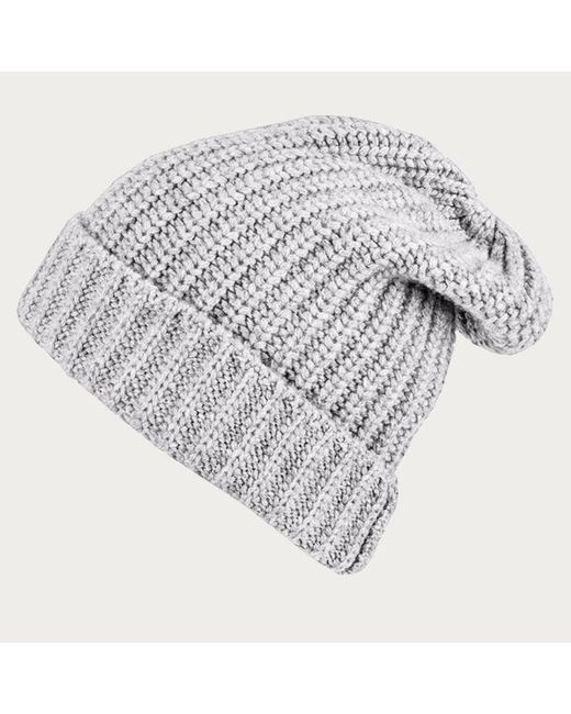 Black White Ribbed Cloud Grey Cashmere Slouch Beanie Hat