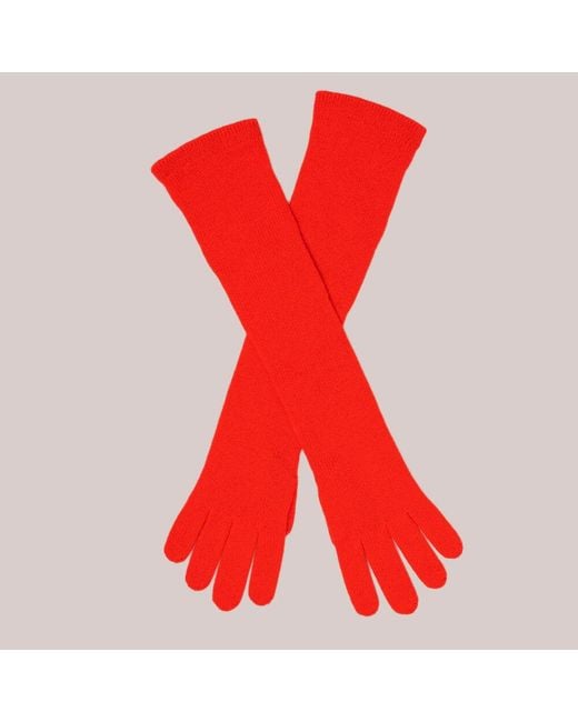 Black Accessories Red Long Sizzling Italian Cashmere Gloves