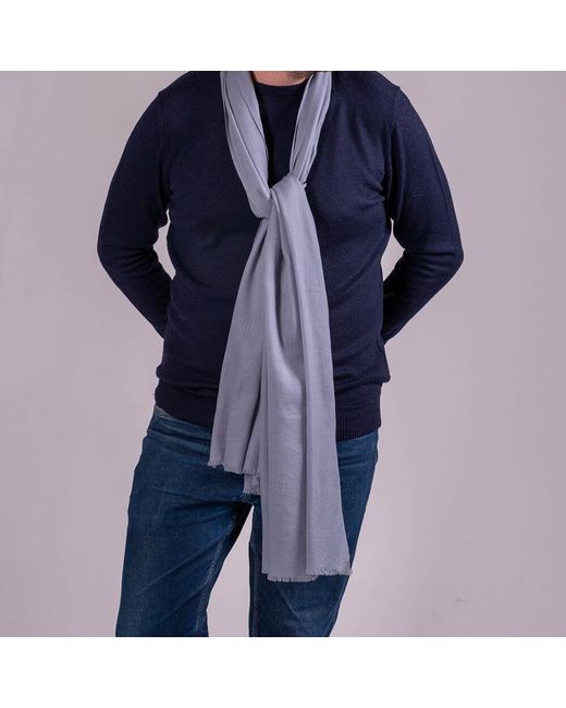 Black Accessories Blue Classic Silk And Wool Scarf