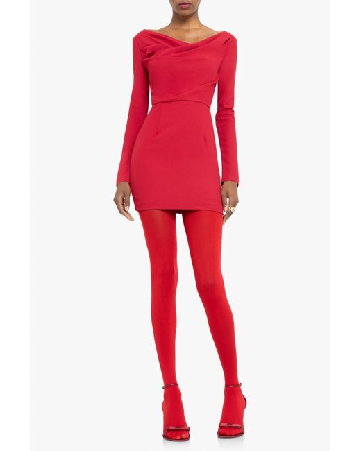 Black Halo Red Long Sleeve Jacqueline Micro Mini Dress