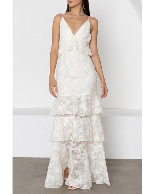 Black Halo White Eris Maxi Dress