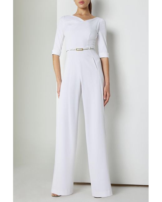 Black Halo White Classic 3/4 Sleeve Jackie O Jumpsuit