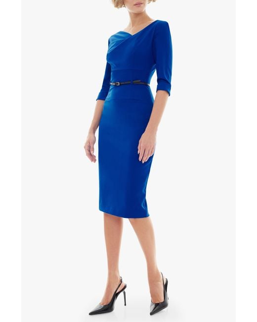 Black Halo Blue 3/4 Sleeve Jackie O Dress