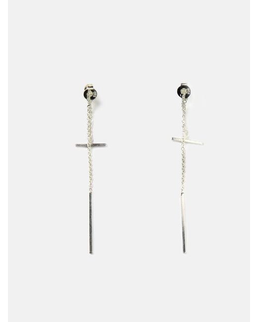 Lyst We11made Double Bar Chain Earrings In Metallic We11made Metallic Double Bar Chain Earrings Lyst