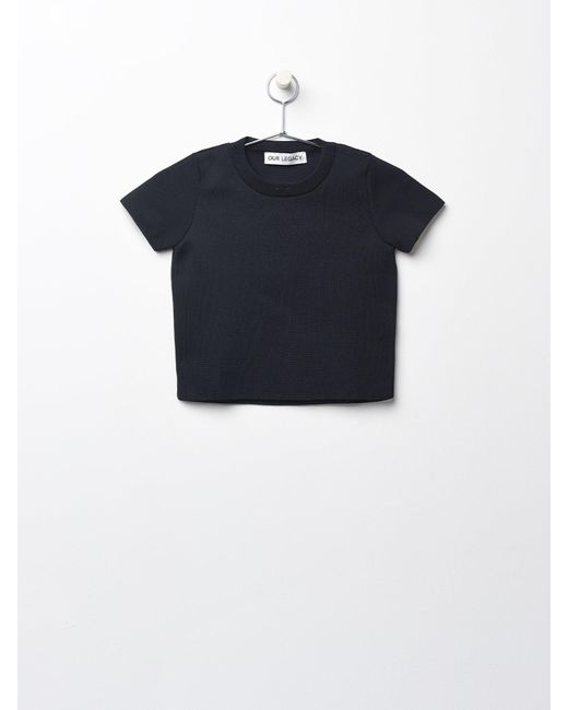 Our Legacy Knitted Cropped T-shirt in Blue | Lyst