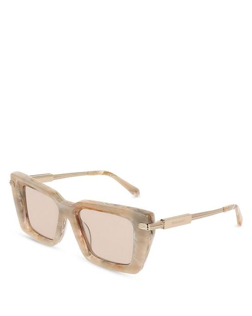 Ferragamo Natural Faceted Prisma Rectangular Sunglasses, 52Mm