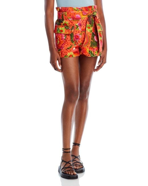 FARM Rio Cotton Blooming Garden Shorts in Orange Lyst
