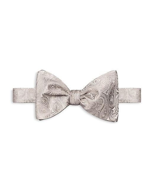 Eton of Sweden White Paisley Silk Pre Tied Bow Tie for men