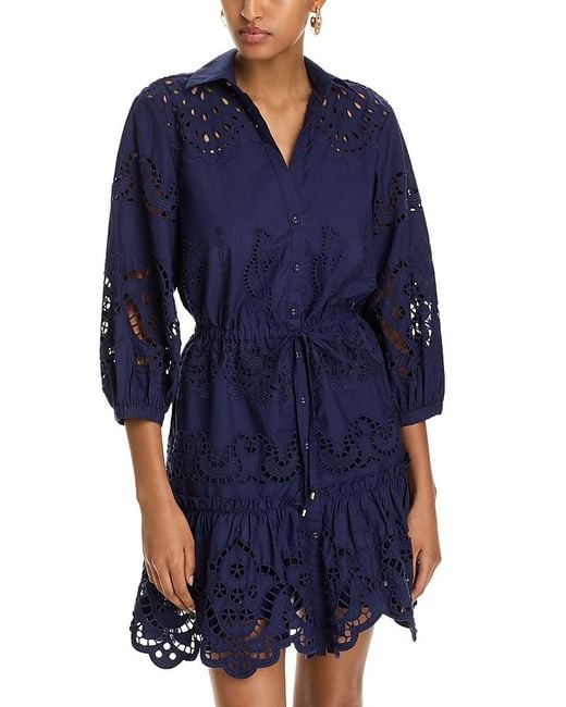 Cara Cara Blue Robin Eyelet Mini Dress