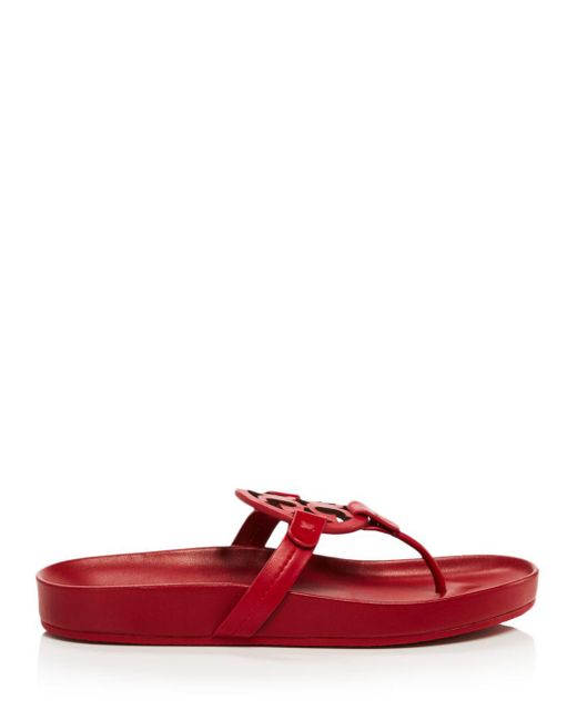 Tory Burch Leather Miller Cloud Thong Sandals in Red - Lyst
