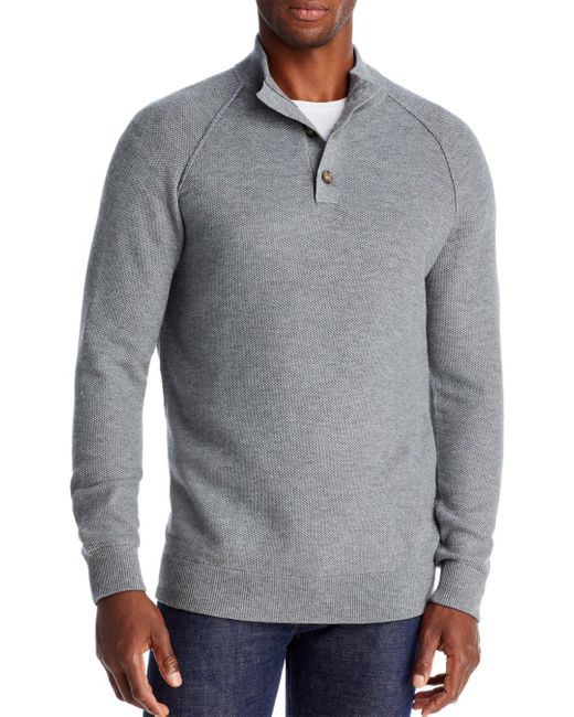 Peter Millar Cotton Parkway Textured Mock Neck Sweater in Gray for Men ...