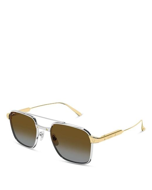 Cartier Metallic Rectangular Sunglasses, 54Mm