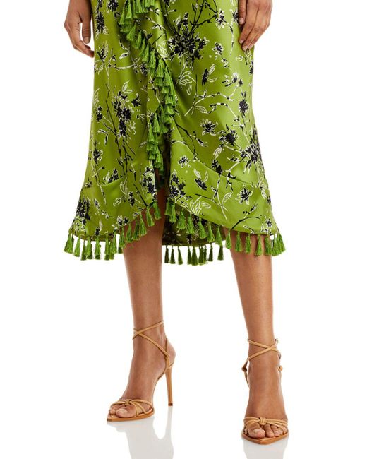 Cinq À Sept Elise Silk Wildflower Ruffle Dress in Green | Lyst