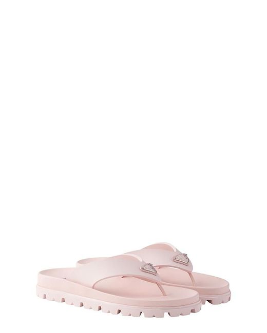 Prada Pink Rubber Thong Sandals