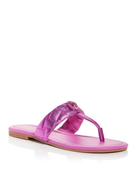 Kurt Geiger Leather Kensington T - Strap Sandals in Fuchsia (Pink) | Lyst