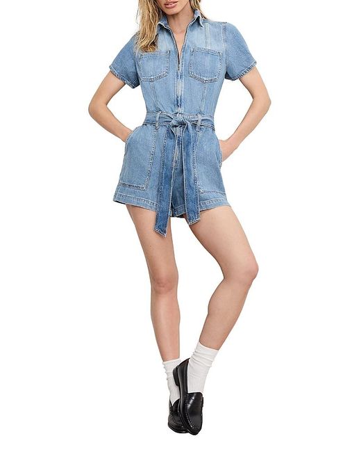 GOOD AMERICAN Blue Fit For Success Lite Denim Romper