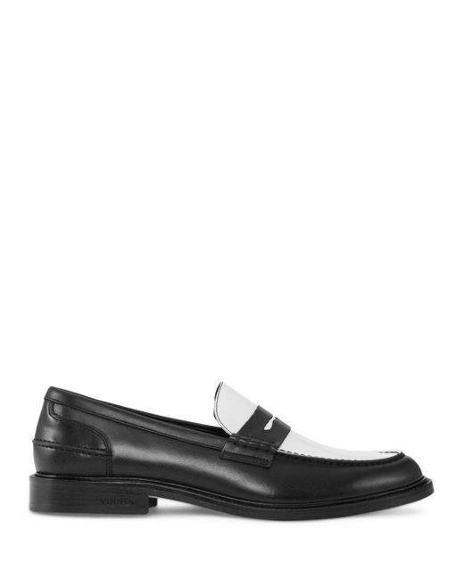 VINNY'S Leather Townee Two Toned Penny Loafers in Black/White (Black ...