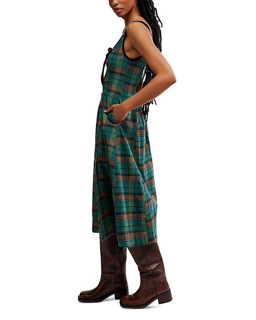 Free People Freya Plaid Midi Dress in Green | Lyst