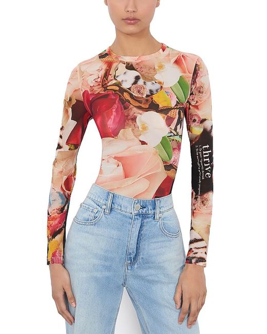 Alice + Olivia Blue Delaina Mesh Top