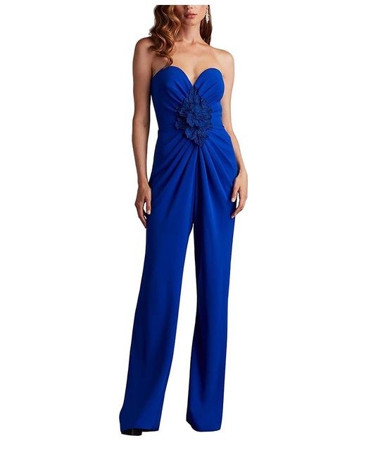 Tadashi Shoji Blue Sirota Center-front Ruffle Jumpsuit