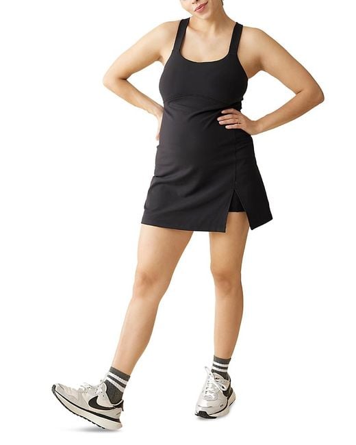 Ingrid & Isabel Black Square Neck Maternity Active Dress