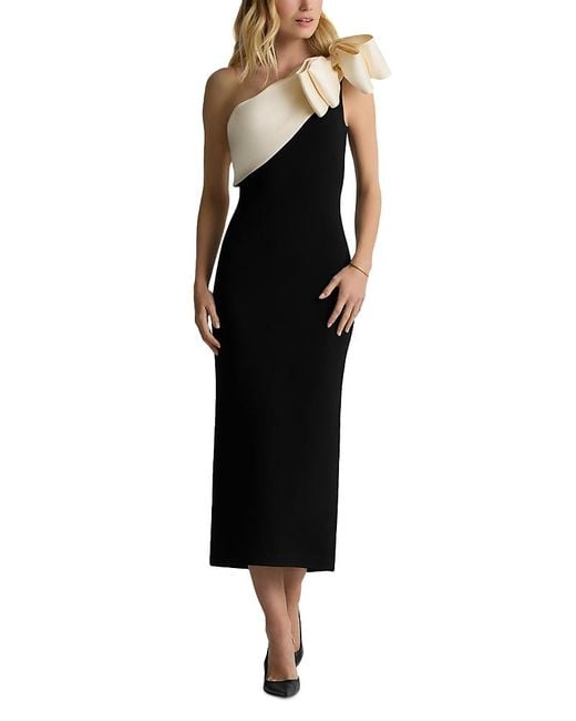 St. John Evening Knit Mixed Media Dress in Black | Lyst