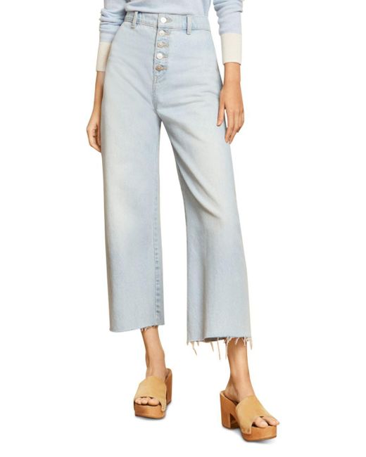 Veronica Beard Denim Grant Button Fly Wide Leg Jeans In Aire in Blue - Lyst